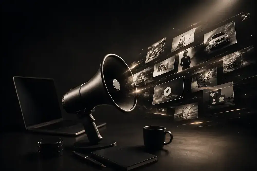 Commercial video production scene with cinematic lighting