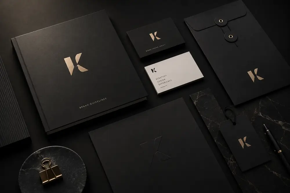 Brand identity system with logo, colour palette and typography